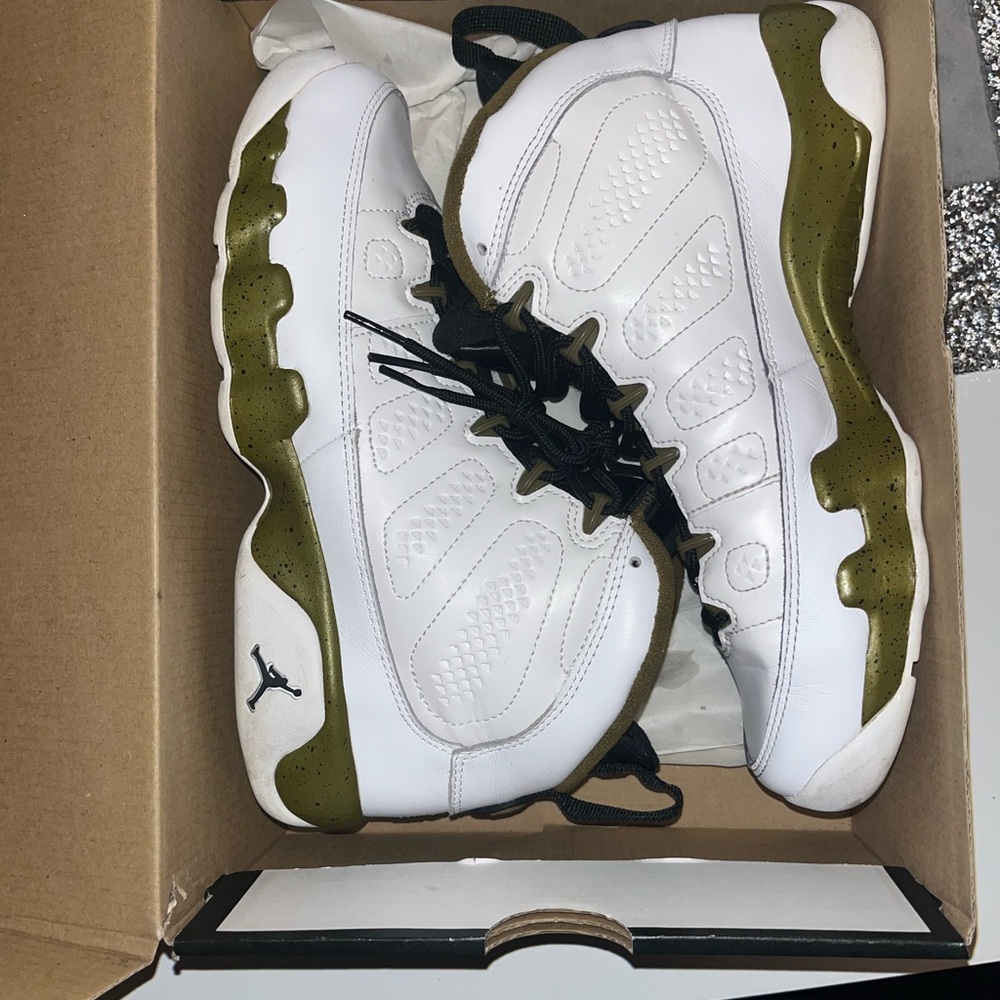 Air Jordan White and Olive Sneakers